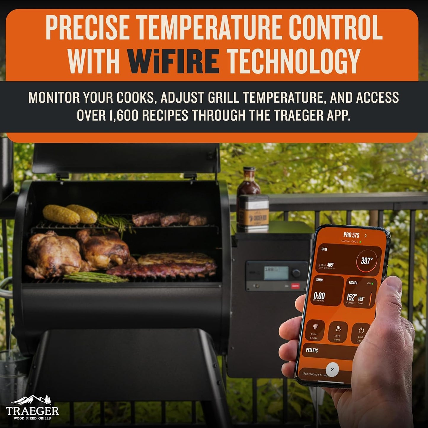 Traeger Grills Pro 575 Wood Pellet Grill & Smoker with Wifi, App-Enabled, Black